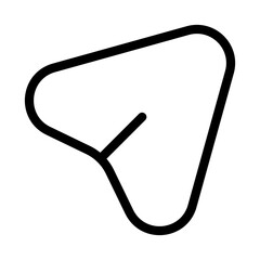 Minimalist Paper Plane Icon; Black Linear Outlined Symbol for Telegram, Messaging, Instant Communication, Send Message, and Digital Delivery isolated on White Background