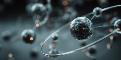 Abstract microscopic view of cells and molecules in a scientific environment.