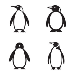 Obraz premium Walking penguin silhouette icon for polar nature scene design