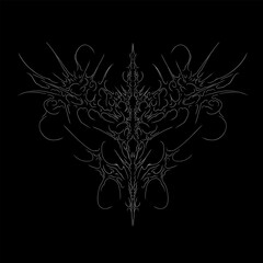 Cyber gothic ornamental, cyber sigilism hand organic patterns, neo tribal abstract symmetrical shapes vector design