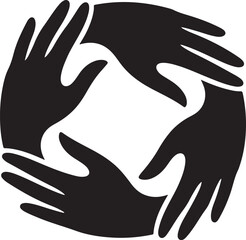 Obraz premium “Decorative SVG silhouette of hands forming a circular bond.”.ai