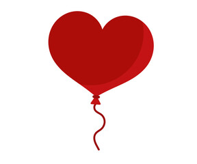 Red heart balloon with curly ribbon for valentines day, wedding, and greeting cards