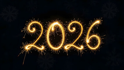 Glowing sparkling 2026 number in dark background