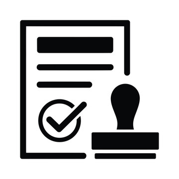 Vector graphic of document with checkmark and stamp