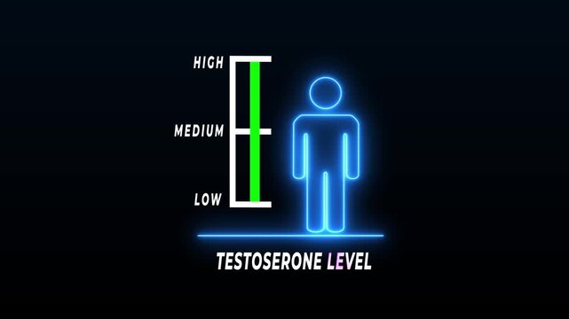 4K Neon Testosterone Level Indicator Male Hormone Concept Animation