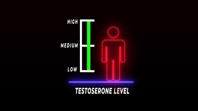 4K Neon Testosterone Level Indicator Male Hormone Concept Animation