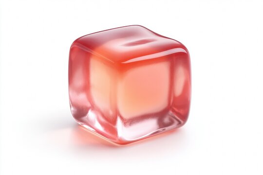 Glossy jelly cube isolated on white background with clean modern look.