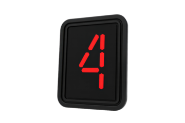 Digital number four in red color