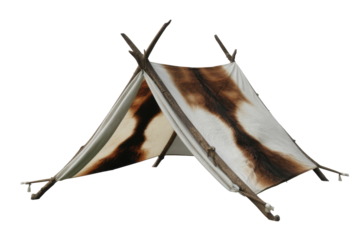Animal hide tipi on transparent background