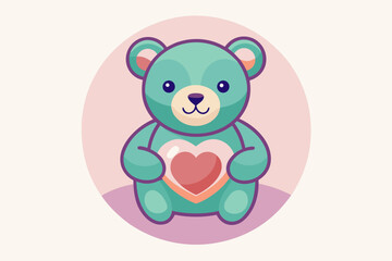 Blue teddy bear holding heart