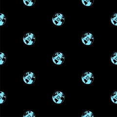 Obraz premium Earth compass seamless pattern isolated on black background
