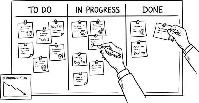 Agile Project Planning Scrum Board Vector Illustration
