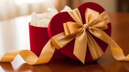 Heart-shaped gift box with ribbon