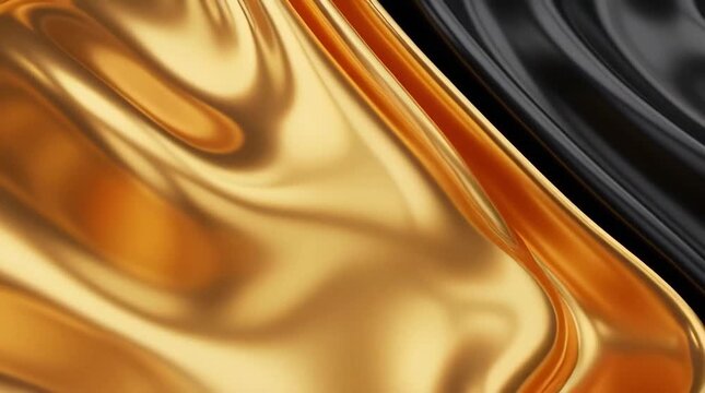 Luxurious gold and black fluid wave pattern background texture