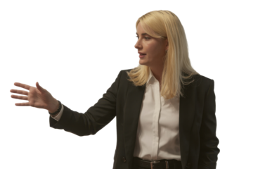 Businesswoman Giving Presentation on Transparent Background