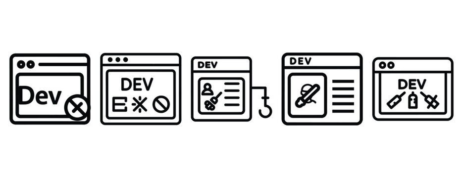 dev environment outline icons collection with multiple styles.