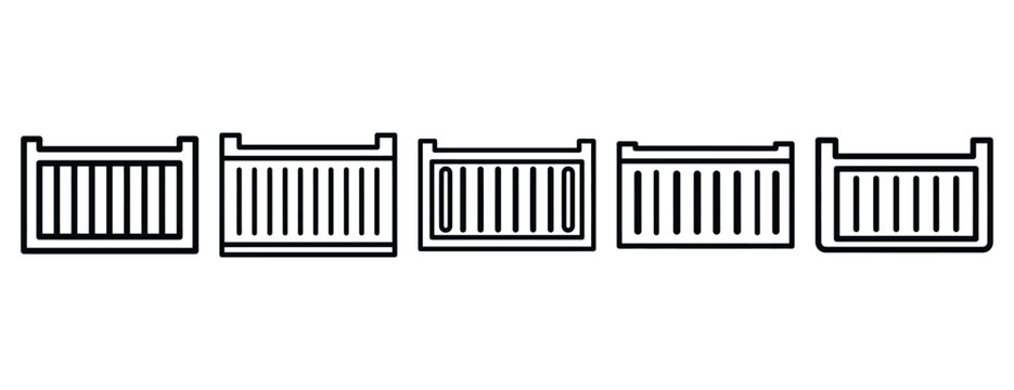 docker container outline icons collection with multiple styles.