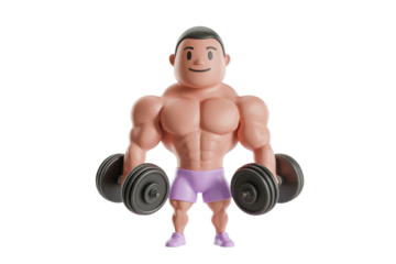 Cartoon Bodybuilder Lifting Weights