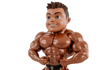 Cartoon Bodybuilder with Transparent Background