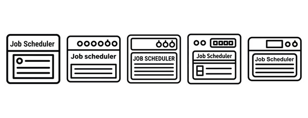 job scheduler outline icons collection with multiple styles.