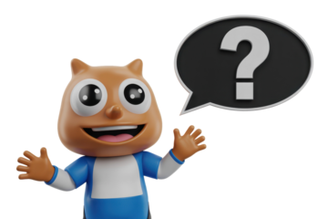 Cartoon Character with Question Mark