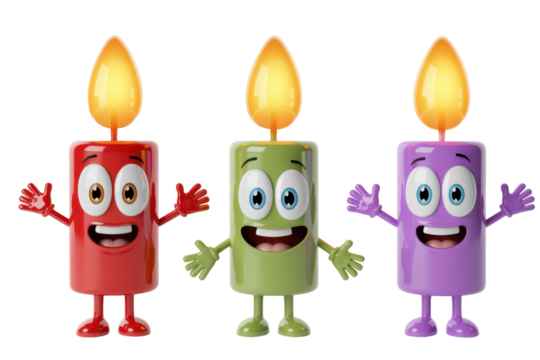 Cartoon Candles with Transparent Background - Powered by Adobe