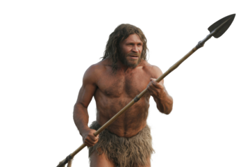 Caveman with Spear Isolated
