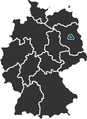 Obraz premium Black Germany Map with Highlighted Area