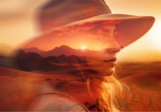 Orange And Golden Double Exposure Photo Effect