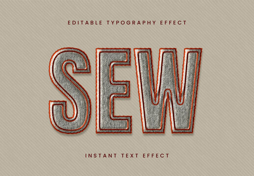 Gray And Red Patch Embroidery Text Effect Fabric Thread Font
