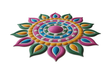 Colorful Rangoli Design on Isolated Background