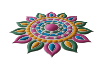 Colorful Rangoli Design on Isolated Background