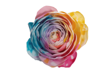 Colorful Ranunculus Flower on Transparent Background