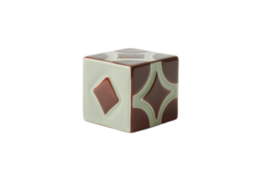 Decorative Ceramic Cube with Brown Diamond Pattern