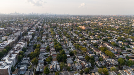 High angle view of dense urban buildings