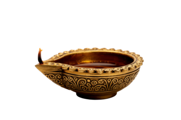 Diwali Oil Lamp with Transparent Background