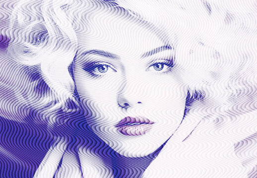 Purple And White Retro Engraved Photo Effect