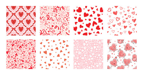 Different heart shapes Seamless Patterns