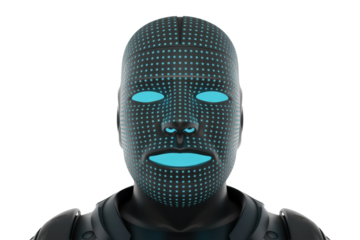 Futuristic Humanoid with Glowing Face