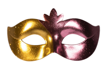 Gold and Rose Mask on Transparent Background