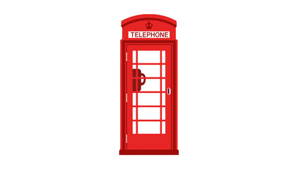 Iconic Red British Telephone Box, Classic UK Public Communication Booth