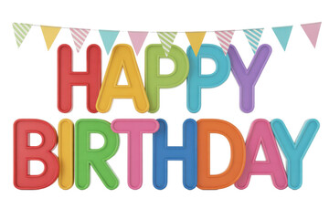 Fototapeta premium Happy Birthday Colorful Letters and Pennants