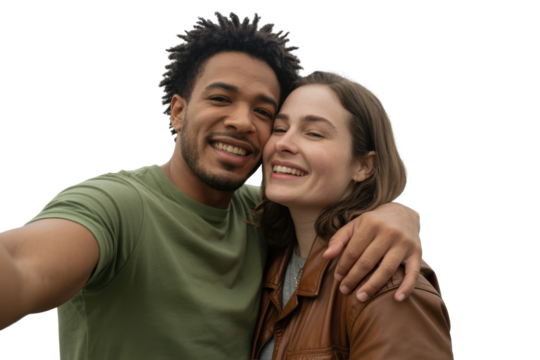 Happy Couple Taking Selfie, Isolated - Powered by Adobe