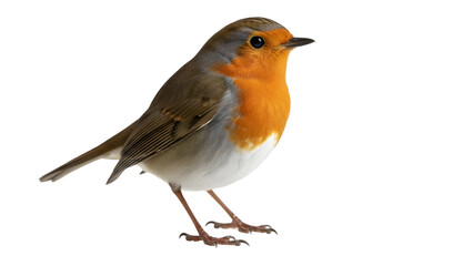 European robin isolated on transparent background a small bird with distinctive orange and brown feathers
