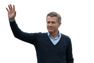 Man waving on transparent background