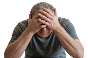 Man With Hands Over Eyes