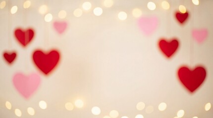 Floating hearts in soft glow