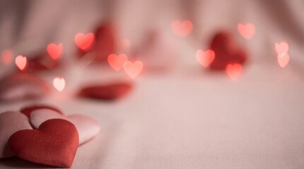 Softly lit hearts in a cozy setting