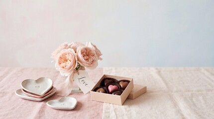 Delicate bouquet and chocolate gift