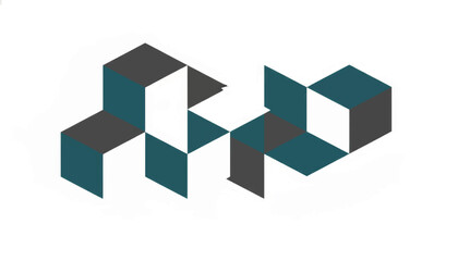 Obraz premium Abstract isometric geometric pattern with interlocking cubes. Faux 3D vector logo or icon concept. Modern minimalist graphic element